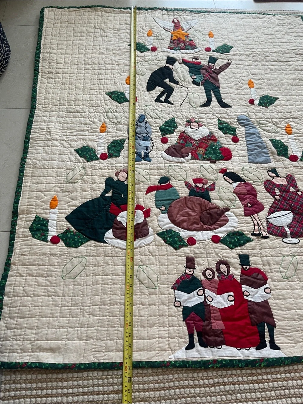 Hand Quilted Christmas Quilt 48x59